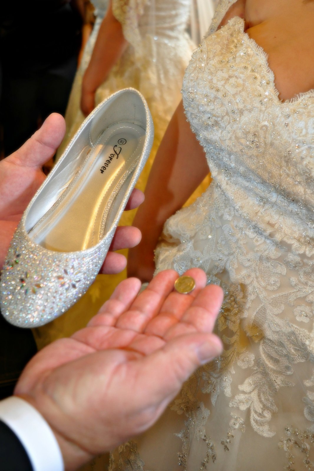 Something borrowed detail: glitter flat and lucky coin